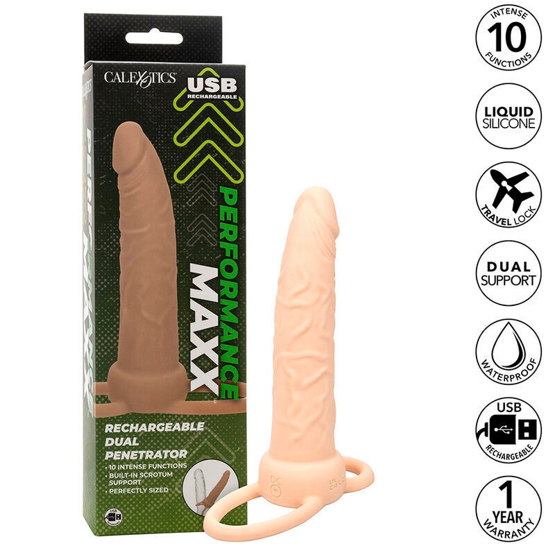 CALEXOTICS - PERFORMANCE MAXX RECHARGABLE DUAL PENETRATOR LIGHT SKIN - NOCTURNA DESIRES