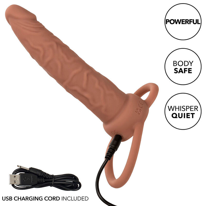 CALEXOTICS - PERFORMANCE MAXX RECHARGABLE DUAL PENETRATOR BROWN SKIN - NOCTURNA DESIRES
