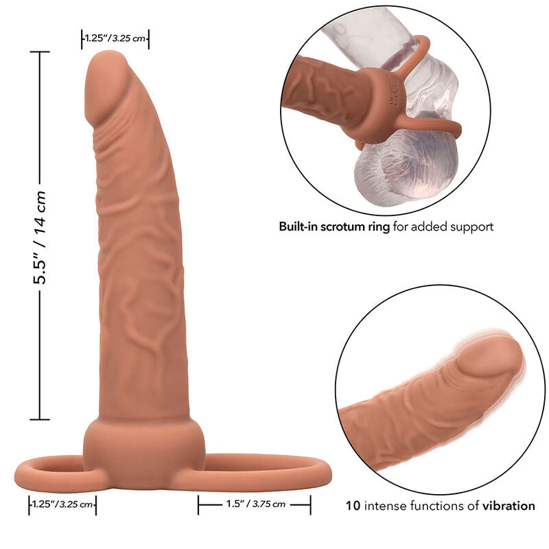 CALEXOTICS - PERFORMANCE MAXX RECHARGABLE DUAL PENETRATOR BROWN SKIN - NOCTURNA DESIRES