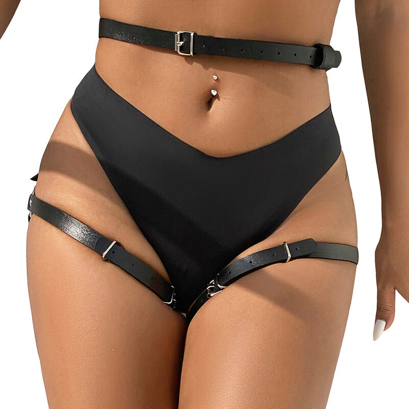 SUBBLIME - LEATHER WAIST AND LEG HARNESS BLACK ONE SIZE - NOCTURNA DESIRES