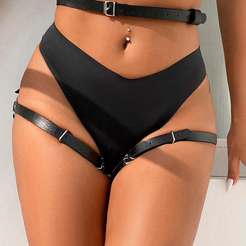 SUBBLIME - LEATHER WAIST AND LEG HARNESS BLACK ONE SIZE - NOCTURNA DESIRES