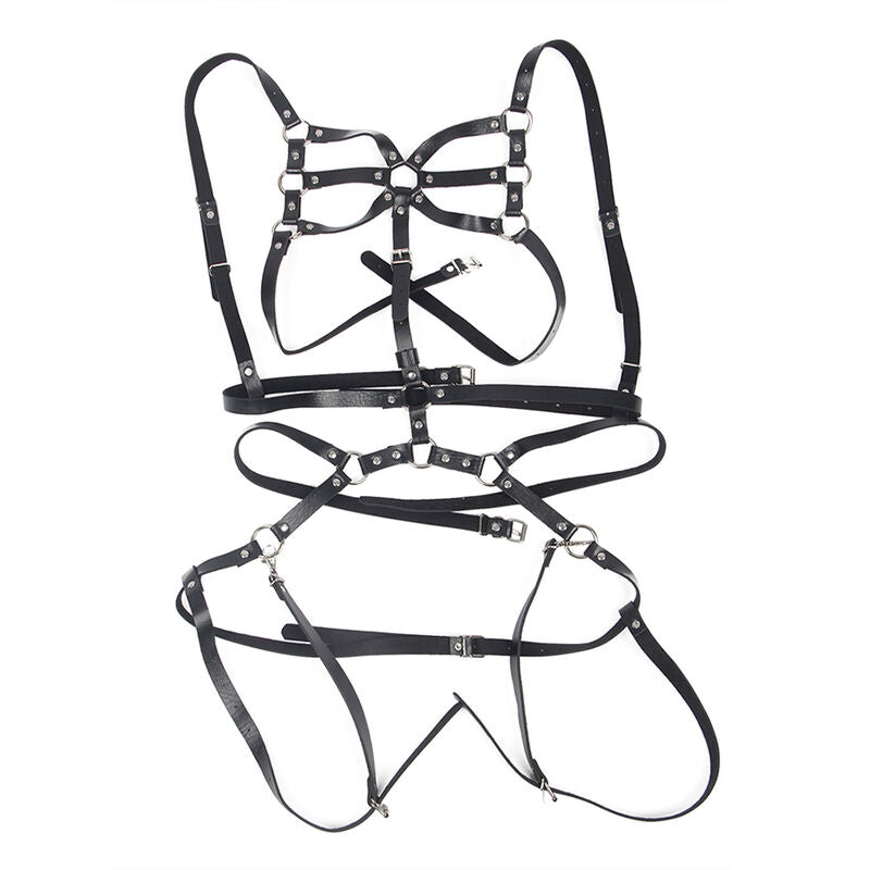 SUBBLIME - BODY HARNESS ADJUSTABLE STRAPS LEATHER BLACK ONE SIZE - NOCTURNA DESIRES