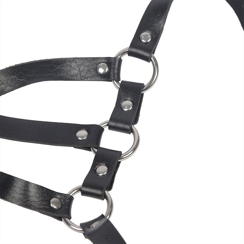 SUBBLIME - BODY HARNESS ADJUSTABLE STRAPS LEATHER BLACK ONE SIZE - NOCTURNA DESIRES