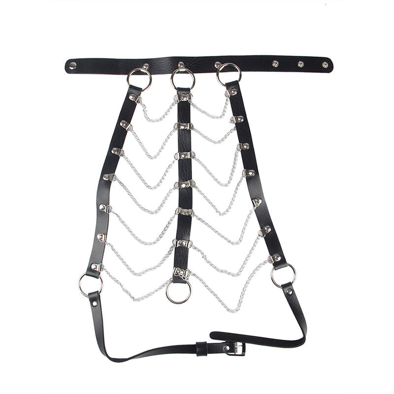 SUBBLIME - CHEST HARNESS LEATHER CHAINS BLACK ONE SIZE - NOCTURNA DESIRES