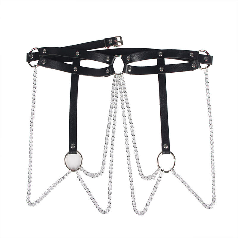 SUBBLIME - LEATHER RING CHAINBELT BLACK ONE SIZE - NOCTURNA DESIRES