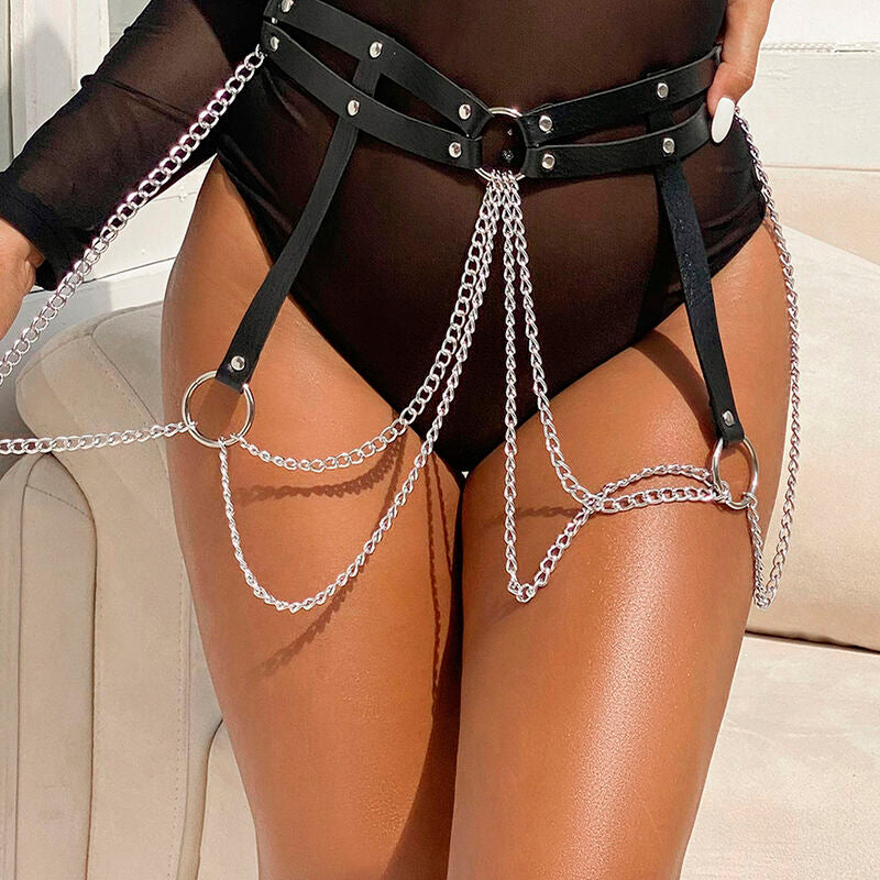 SUBBLIME - LEATHER RING CHAINBELT BLACK ONE SIZE - NOCTURNA DESIRES