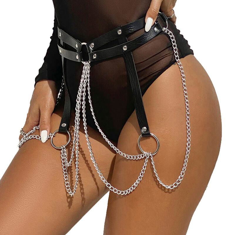 SUBBLIME - LEATHER RING CHAINBELT BLACK ONE SIZE - NOCTURNA DESIRES