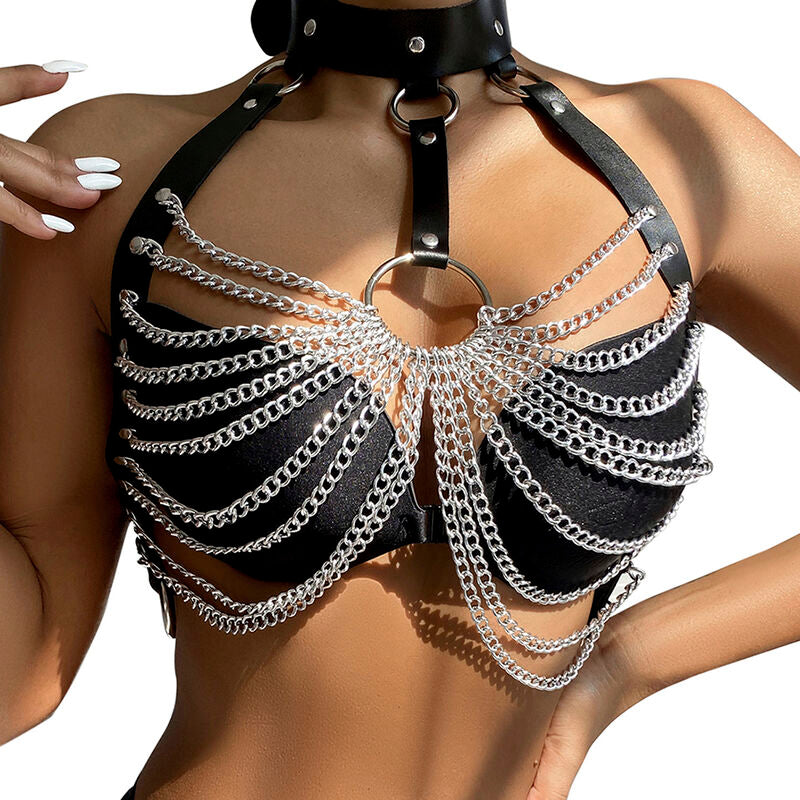 SUBBLIME - CHEST HARNESS WITH BIG RING CHAINS ONE SIZE - NOCTURNA DESIRES