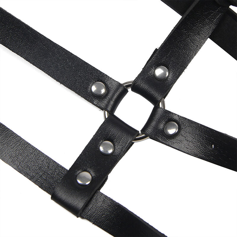SUBBLIME - LEATHER RING CHEST HARNESS BLACK ONE SIZE - NOCTURNA DESIRES