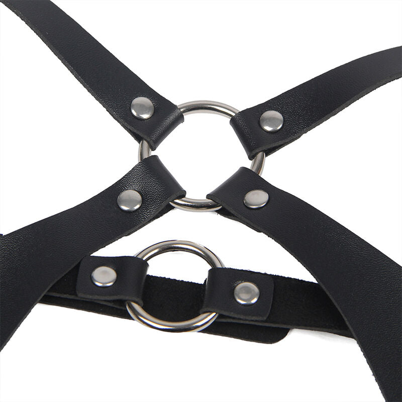 SUBBLIME - FULL BODY HARNESS WITH LEATHER BUCKLES BLACK ONE SIZE - NOCTURNA DESIRES