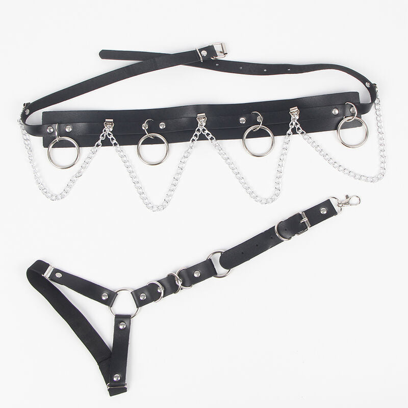 SUBBLIME - BELT AND GARTER HARNESS WITH RINGS AND CHAINDETAIL ONE SIZE - NOCTURNA DESIRES