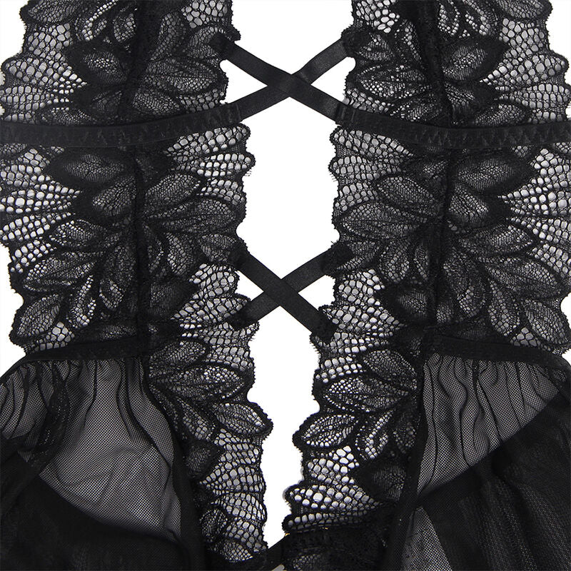 SUBBLIME - TEDDY HALTER NECK BARE BACK LACE BLACK S/M - NOCTURNA DESIRES