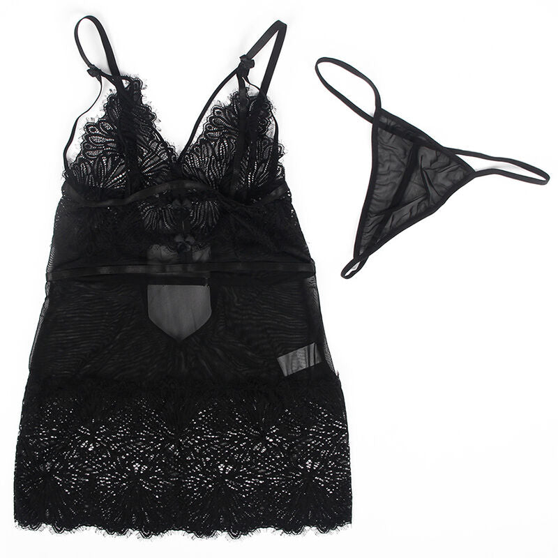 SUBBLIME - BABYDOLL WITH ADJUSTABLE LACE STRAPS BLACK L/XL - NOCTURNA DESIRES