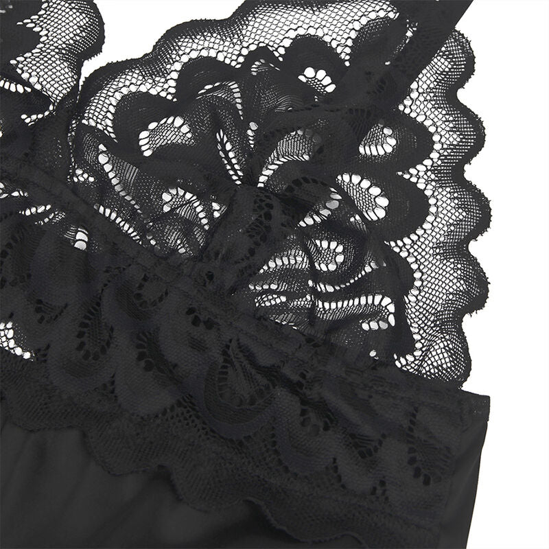 SUBBLIME - BABYDOLL WITH FLORAL PRINT CHEST BLACK S/M - NOCTURNA DESIRES