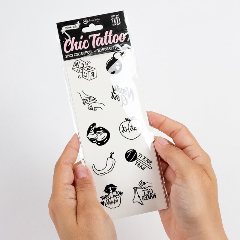 SECRET PLAY - SET OF 10 SPICY COLLECTION TEMPORARY TATTOOS - NOCTURNA DESIRES
