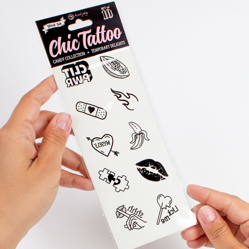 SECRET PLAY - SET OF 10 CANDY COLLECTION TEMPORARY TATTOOS - NOCTURNA DESIRES
