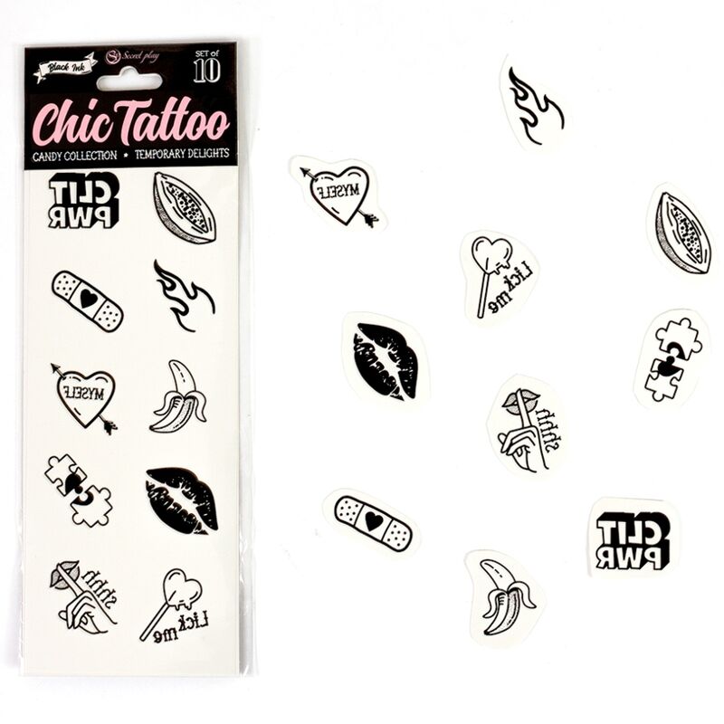SECRET PLAY - SET OF 10 CANDY COLLECTION TEMPORARY TATTOOS - NOCTURNA DESIRES