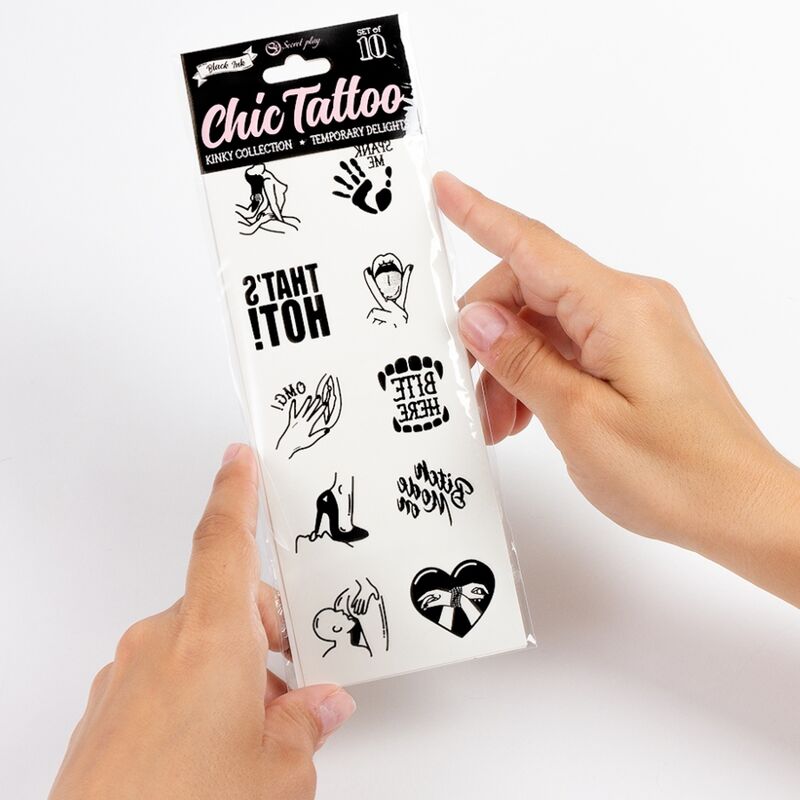 SECRET PLAY - SET OF 10 TEMPORARY TATTOOS KINKY COLLECTION - NOCTURNA DESIRES