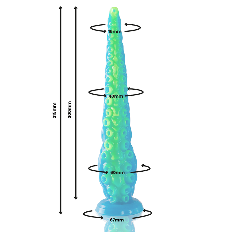 EPIC - SCYLLA FLUORESCENT THIN TENTACLE DILDO LARGE SIZE - NOCTURNA DESIRES