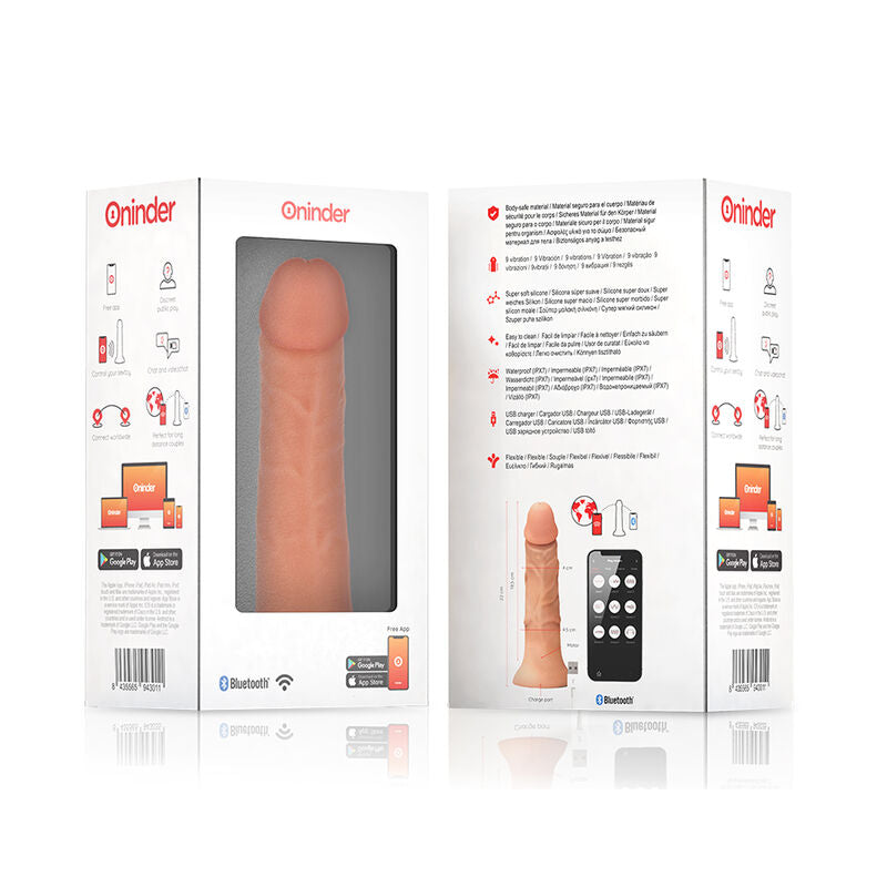 ONINDER - LARGE BOGOTÁ VIBRATOR DILDO 9 SPEEDS NATURAL 22 CM -O- 4.5 CM - FREE APP - NOCTURNA DESIRES