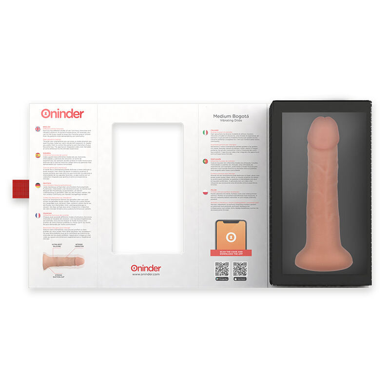 ONINDER - MEDIUM BOGOTÁ VIBRATOR DILDO 9 SPEEDS NATURAL 20 CM -O- 4.2 CM - FREE APP - NOCTURNA DESIRES
