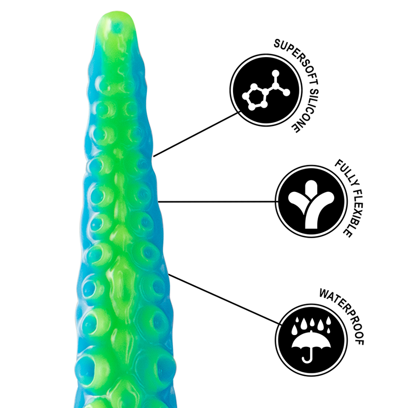 EPIC - SCYLLA FLUORESCENT THIN TENTACLE DILDO LARGE SIZE - NOCTURNA DESIRES