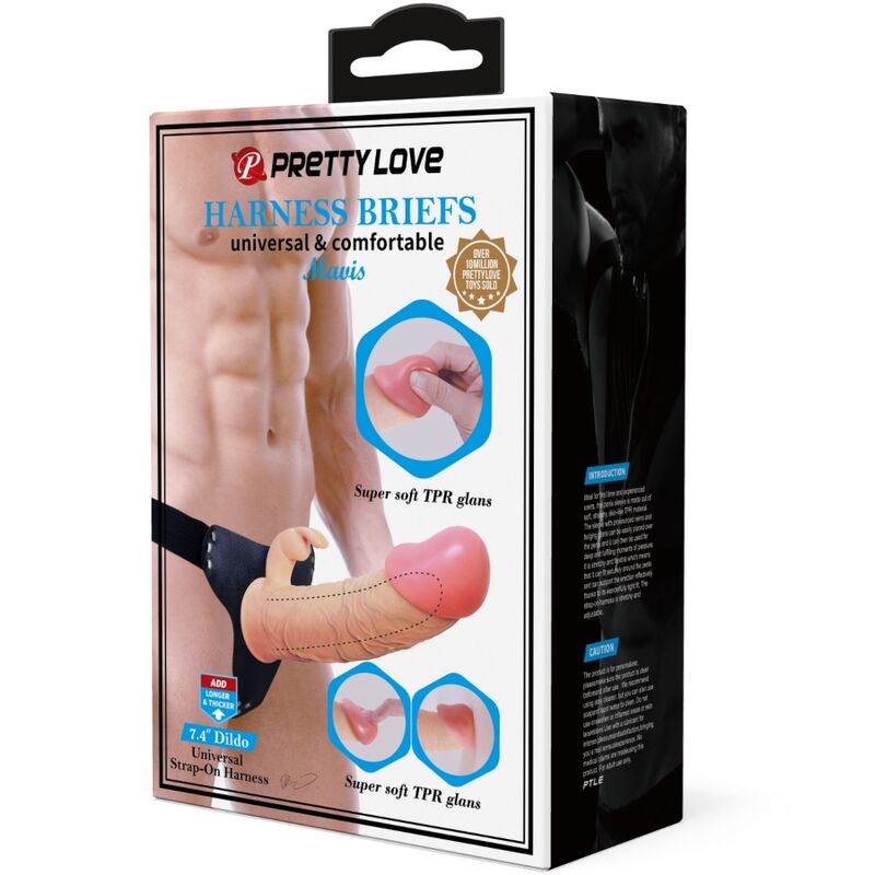 PRETTY LOVE - MAVIS HARNESS UNIVERSAL BRIEFS WITH DILDO 19 CM NATURAL - NOCTURNA DESIRES