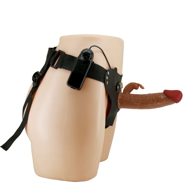 PRETTY LOVE - MARION HARNESS UNIVERSAL BRIEFS WITH VIBRATION DILDO 19 CM BROWN - NOCTURNA DESIRES