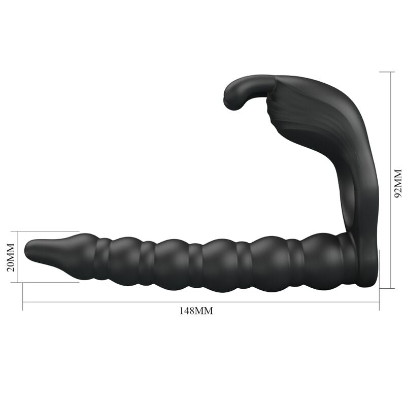 PRETTY LOVE - BLACKNEY PENIS RING WITH BLACK VIBRATOR PLUG - NOCTURNA DESIRES