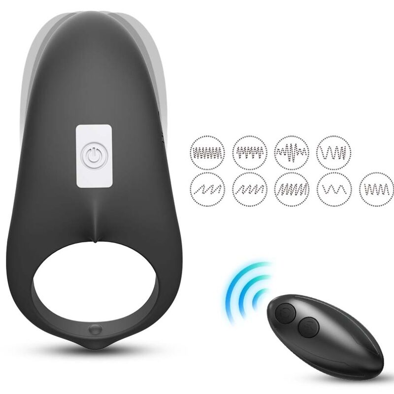 ARMONY - SHARK VIBRATOR RING FOR COUPLES REMOTE CONTROL BLACK - NOCTURNA DESIRES