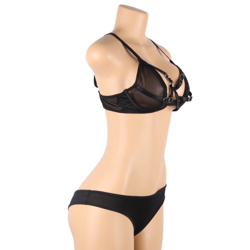 SUBBLIME - TWO PIECE SET OF TRANSPARENCY BRA AND S/M STRIPS - NOCTURNA DESIRES