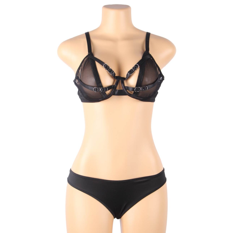 SUBBLIME - TWO PIECE SET OF TRANSPARENCY BRA AND S/M STRIPS - NOCTURNA DESIRES