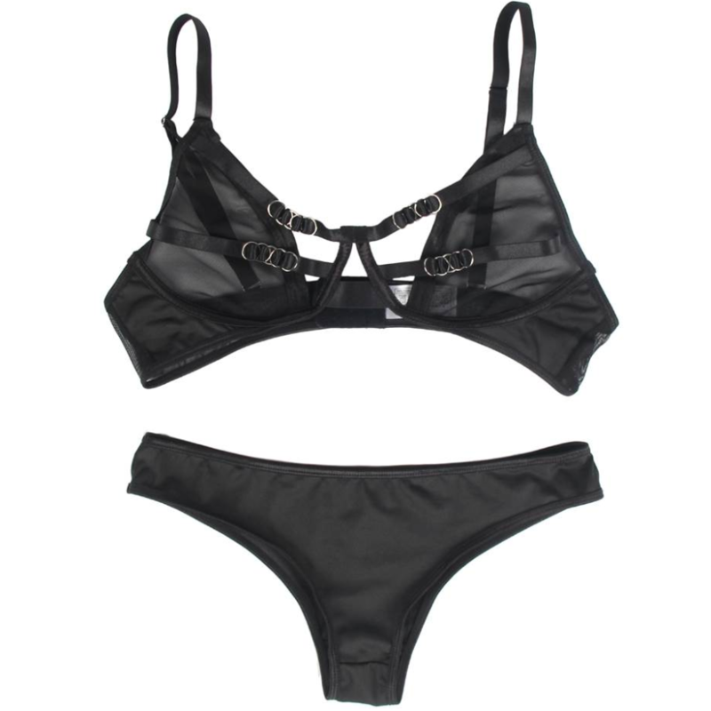 SUBBLIME - TWO PIECE SET OF TRANSPARENCY BRA AND S/M STRIPS - NOCTURNA DESIRES
