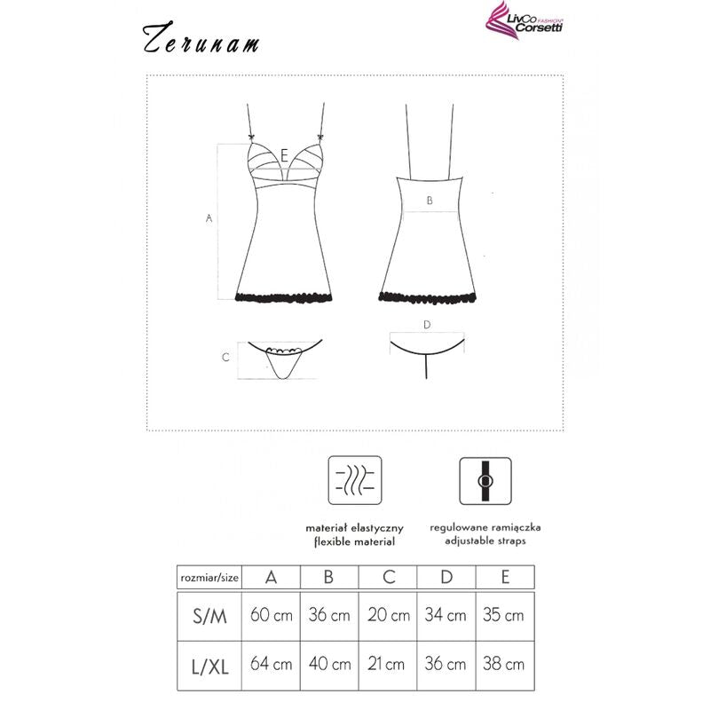 LIVCO CORSETTI FASHION - ZERUNAM SET BABYDOLL + BLACK THONG - NOCTURNA DESIRES