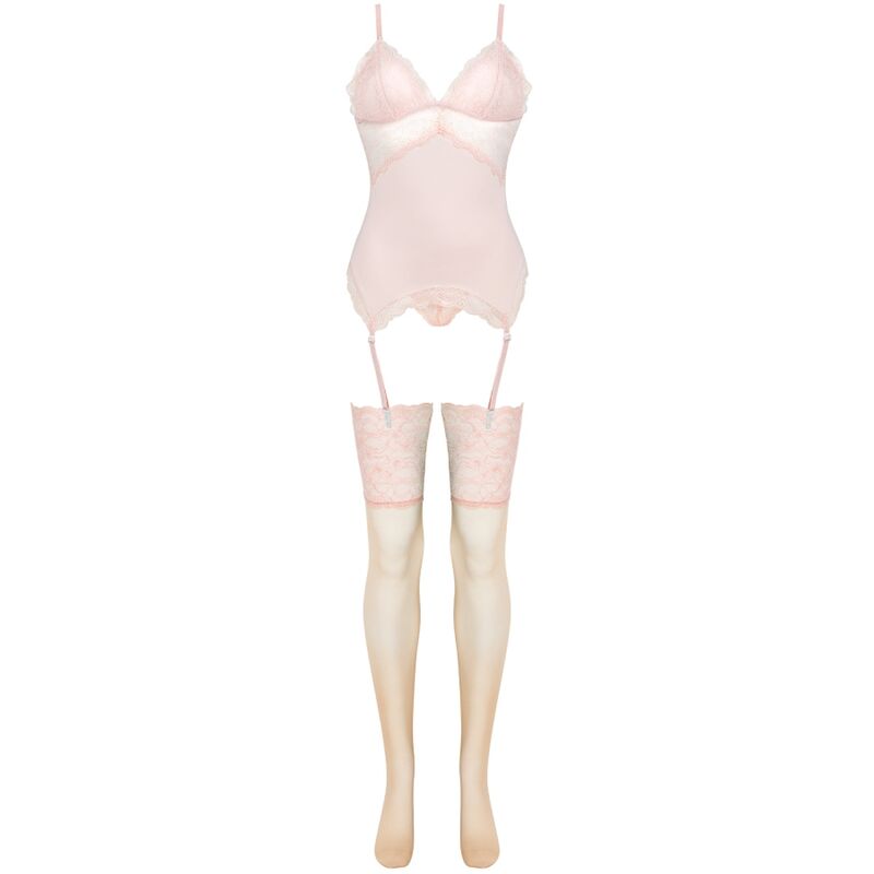 LIVCO CORSETTI FASHION - PERSINNE PEACH SET CORSET + PANTY + STOCKINGS - NOCTURNA DESIRES