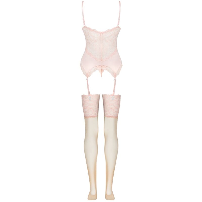 LIVCO CORSETTI FASHION - PERSINNE PEACH SET CORSET + PANTY + STOCKINGS - NOCTURNA DESIRES