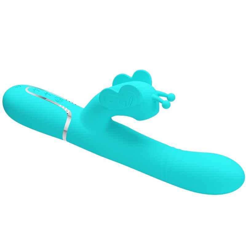 PRETTY LOVE - MULTIFUNCTION RABBIT VIBRATOR 4 IN 1 BUTTERFLY AQUA GREEN - NOCTURNA DESIRES