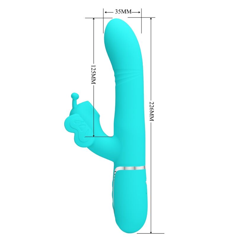 PRETTY LOVE - MULTIFUNCTION RABBIT VIBRATOR 4 IN 1 BUTTERFLY AQUA GREEN - NOCTURNA DESIRES