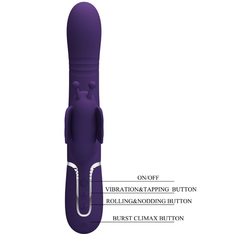 PRETTY LOVE - MULTIFUNCTION RABBIT VIBRATOR 4 IN 1 BUTTERFLY PURPLE - NOCTURNA DESIRES