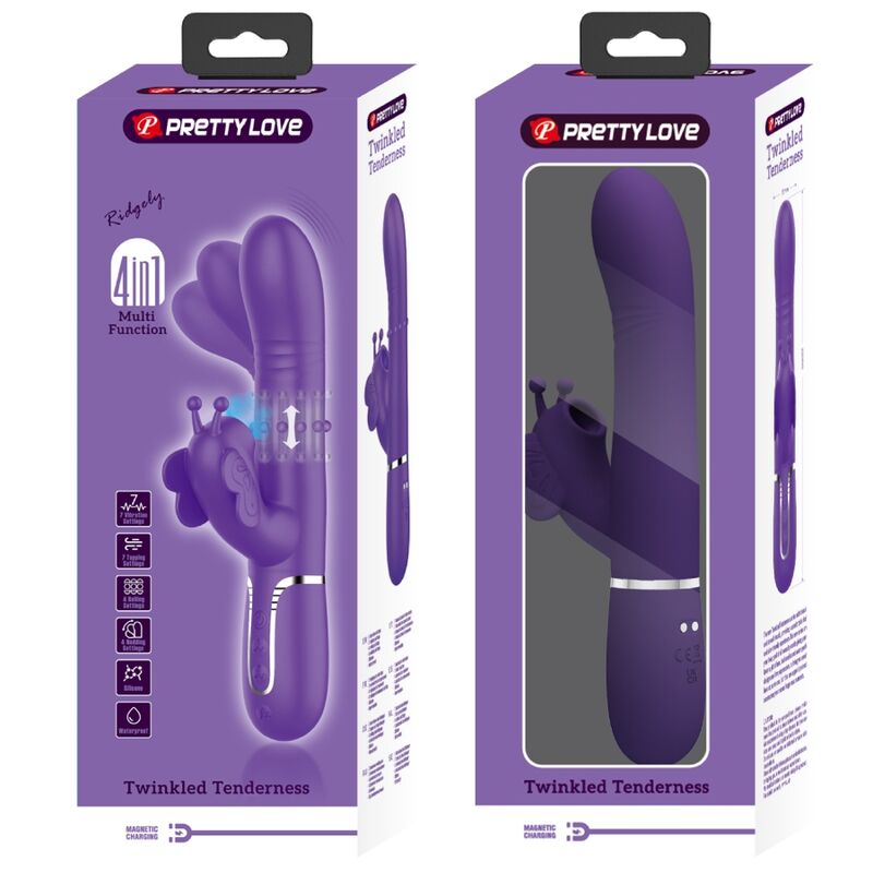 PRETTY LOVE - MULTIFUNCTION RABBIT VIBRATOR 4 IN 1 BUTTERFLY PURPLE - NOCTURNA DESIRES