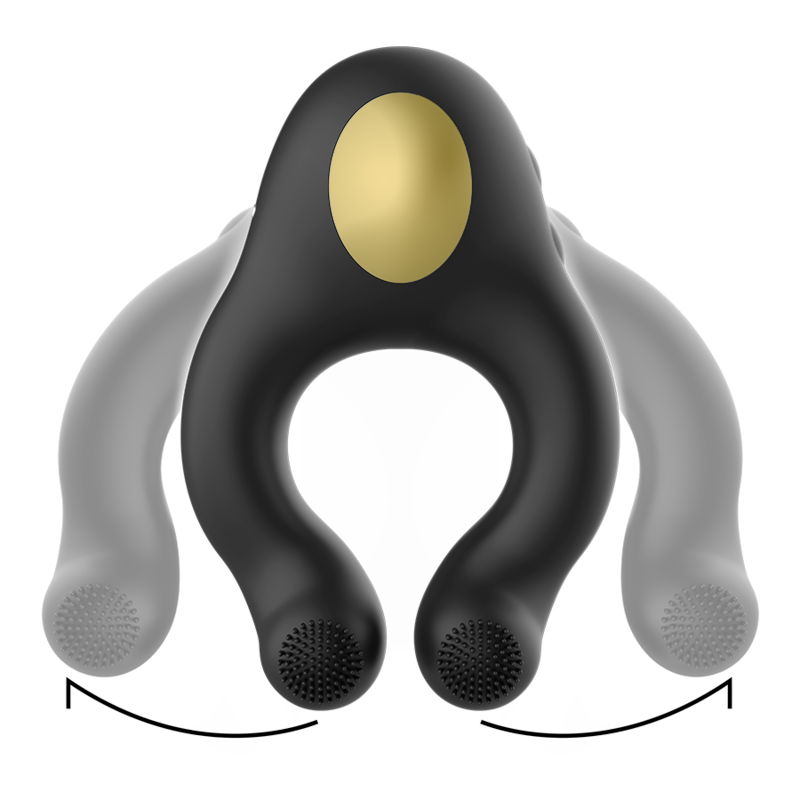 ARMONY - SILICONE VIBRATOR RING 3 MOTORS RECHARGEABLE BLACK - GOLD - NOCTURNA DESIRES