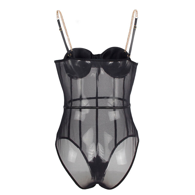 SUBBLIME - BLACK CHAIN SUSPENDERS BODYSUIT S/M - NOCTURNA DESIRES