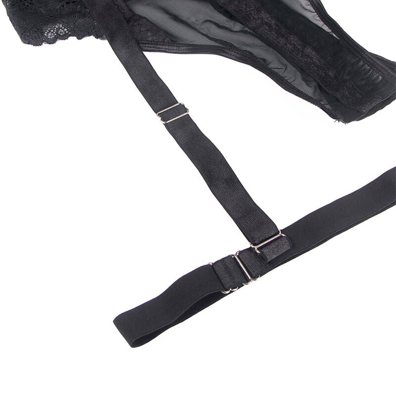 SUBBLIME - TEDDY WITH GARTER STRAP DETAIL CHEST BLACK S/M - NOCTURNA DESIRES
