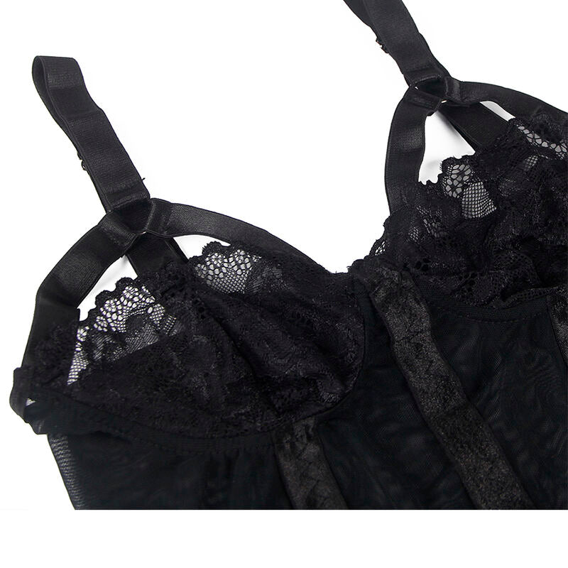 SUBBLIME - TEDDY WITH GARTER STRAP DETAIL CHEST BLACK S/M - NOCTURNA DESIRES