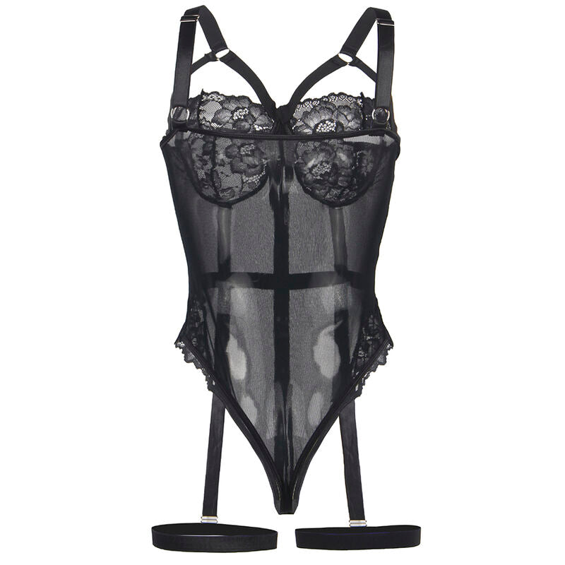 SUBBLIME - TEDDY WITH GARTER STRAP DETAIL CHEST BLACK S/M - NOCTURNA DESIRES