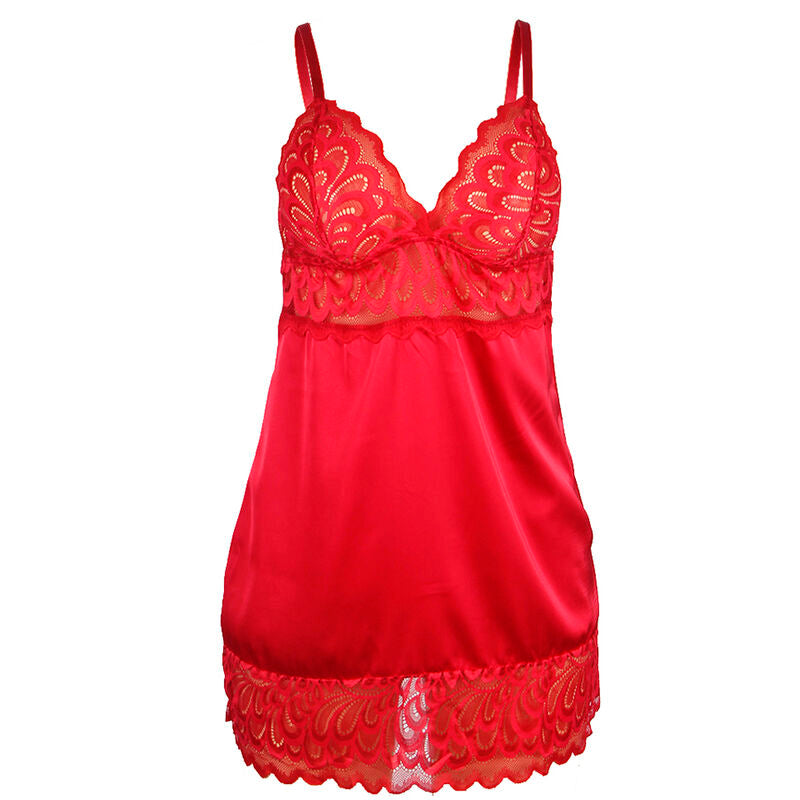 SUBBLIME - SATIN BABYDOLL WITH LACE RED S/M - NOCTURNA DESIRES