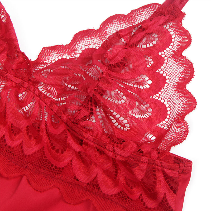 SUBBLIME - SATIN BABYDOLL WITH LACE RED S/M - NOCTURNA DESIRES