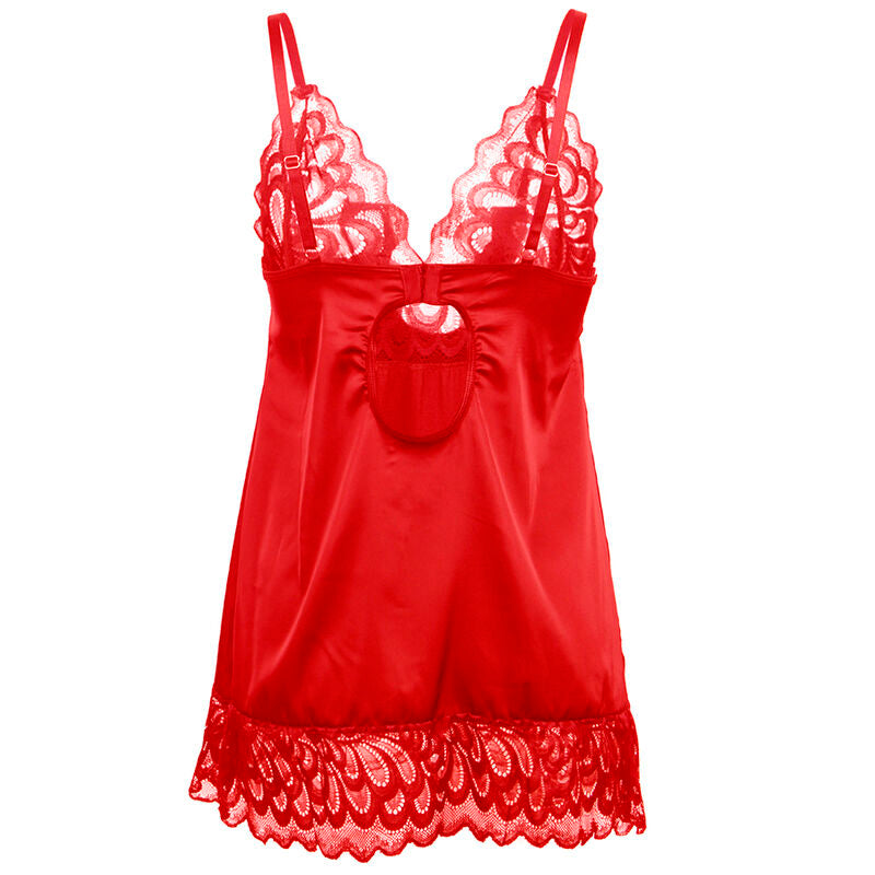 SUBBLIME - SATIN BABYDOLL WITH LACE RED S/M - NOCTURNA DESIRES