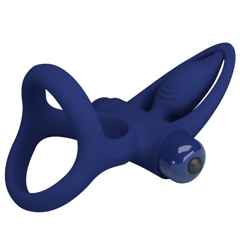 PRETTY LOVE - MAT DOUBLE RING WITH VIBRATION & STIMULATOR BLUE - NOCTURNA DESIRES
