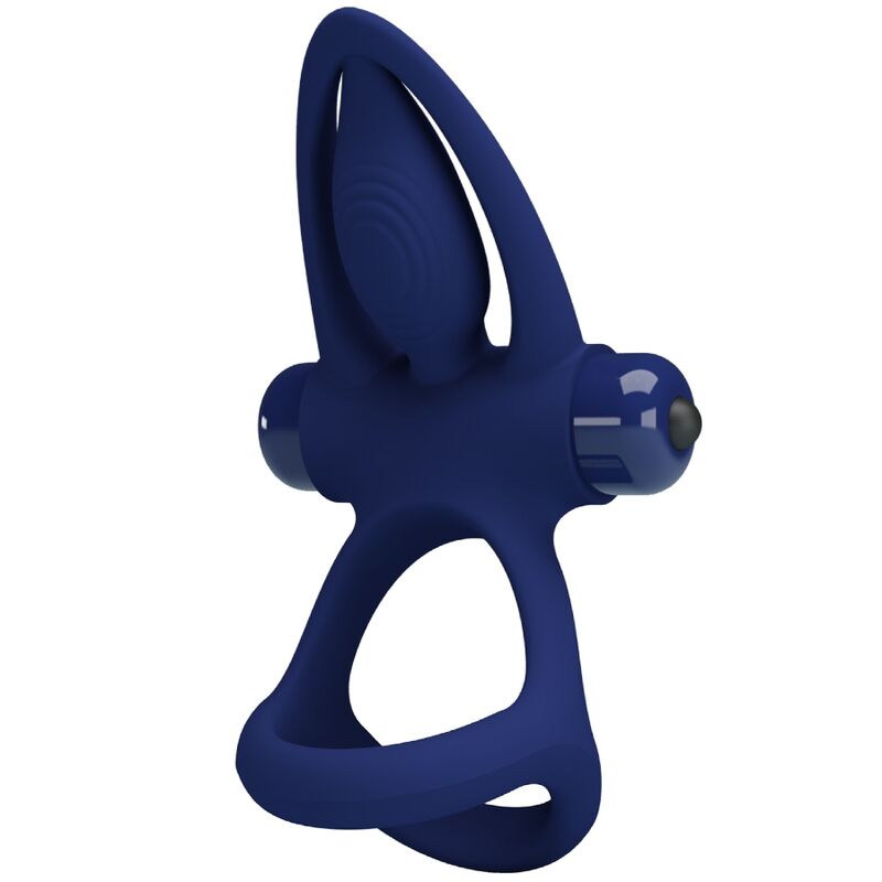 PRETTY LOVE - MAT DOUBLE RING WITH VIBRATION & STIMULATOR BLUE - NOCTURNA DESIRES